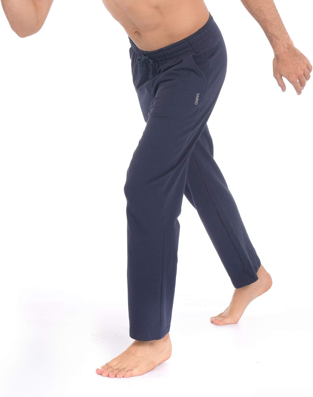 Men'S Active Jogger Sweatpants Cotton Workout Lounge Pants Open Bottom Sweat Pants Pockets, Blue - XL