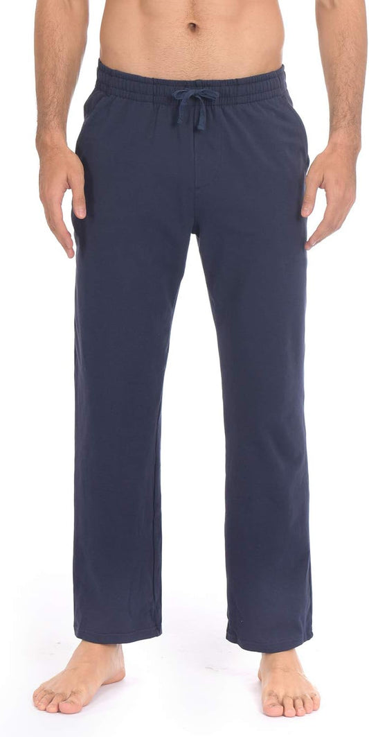 Men'S Active Jogger Sweatpants Cotton Workout Lounge Pants Open Bottom Sweat Pants Pockets, Blue - XL
